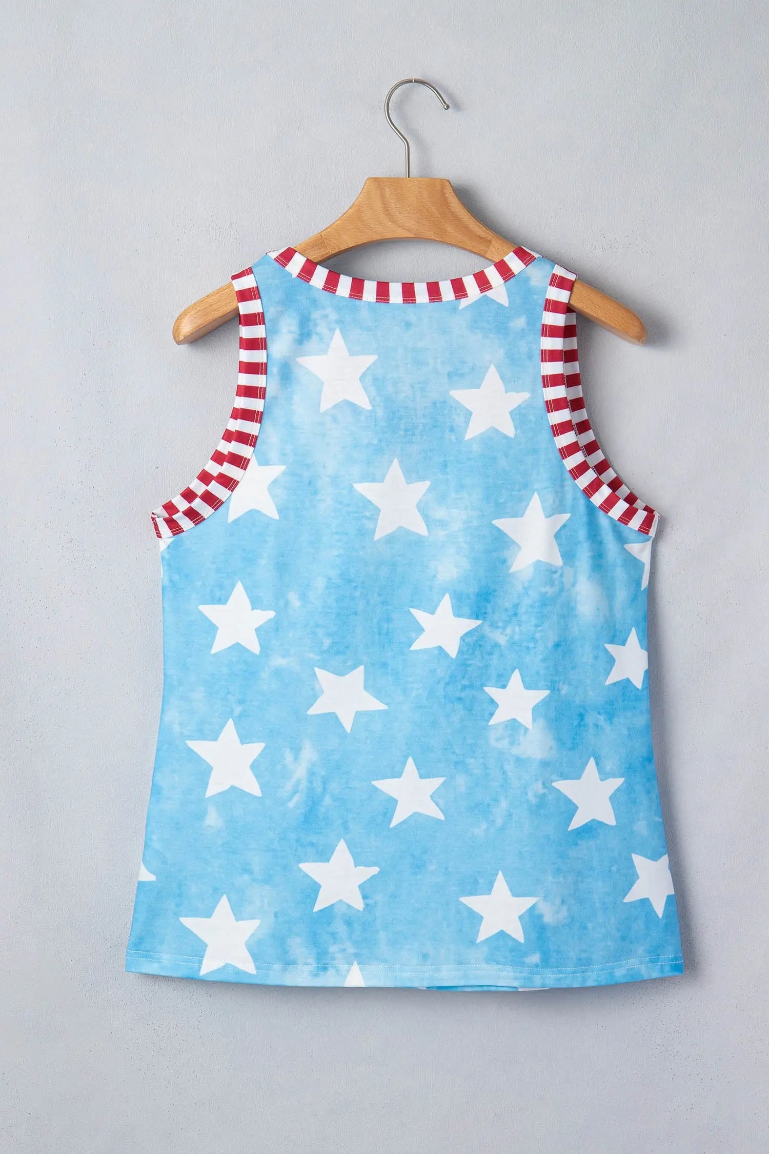 Star Print Round Neck Striped Trim Tank Top | Zarnesh