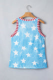 Star Print Round Neck Striped Trim Tank Top | Zarnesh