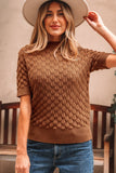 Women’s Fish Scale Textured Scallop Knit Short Sleeve Sweater | Zarnesh
