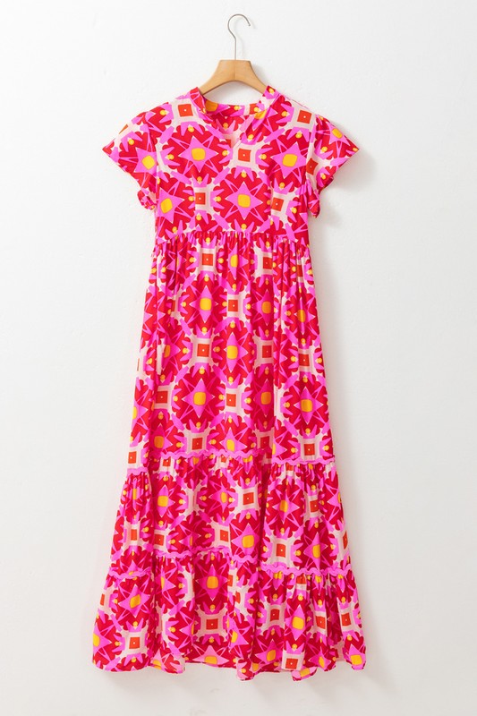Women Strawberry Pink Full Length Relax Waistband Maxi Dress Zarnesh