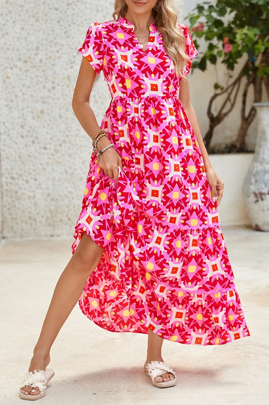 Women Strawberry Pink Full Length Relax Waistband Maxi Dress Zarnesh