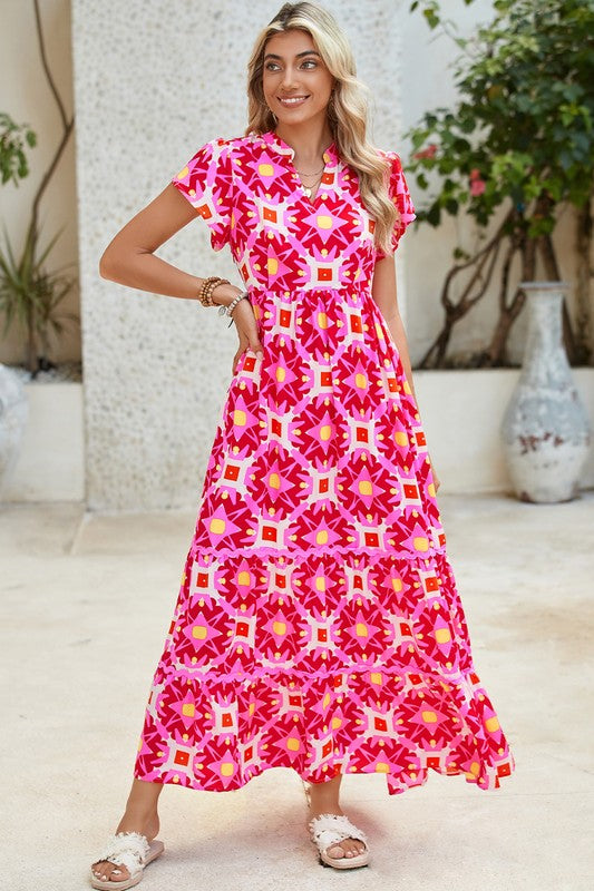 Women Strawberry Pink Full Length Relax Waistband Maxi Dress Zarnesh