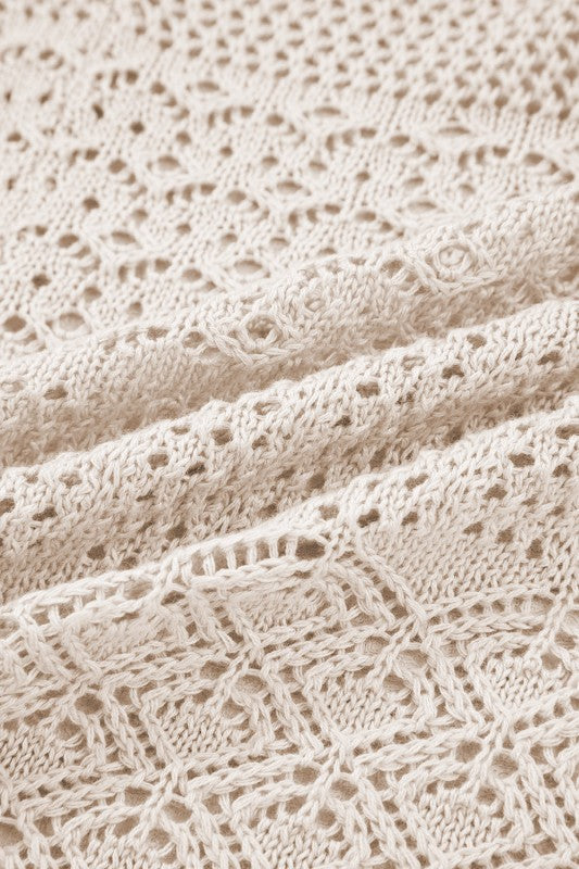 Women’s Solid Hollow Knit Open-Front Cardigan | Zarnesh
