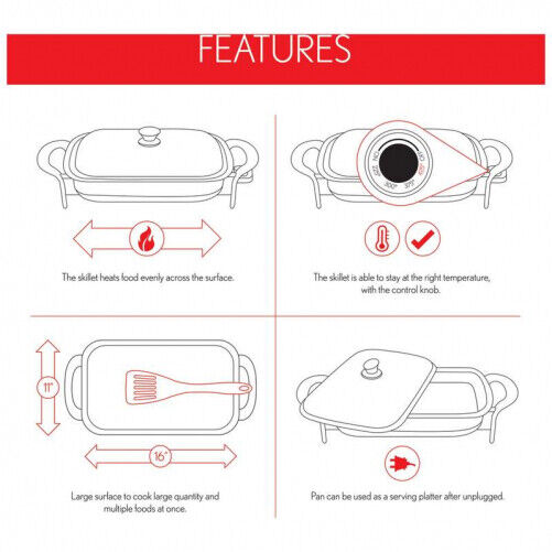 T304 Stainless Steel 16" Rectangular Electric Skillet  | Zarnesh