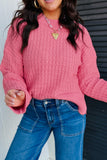 Textured Drop Shoulder Long Sleeve Knit Sweater | Zarnesh