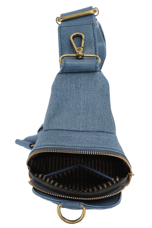Unisex Quilted Denim Chest Sling Backpack | Zarnesh
