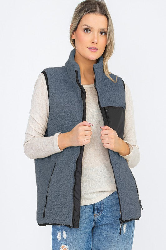 Unisex Sherpa Fleece Vest Top Jacket | Zarnesh
