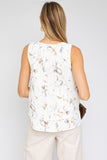 Women Summer Sleeveless V Neck Layered Bottom Abstract Top Zarnesh
