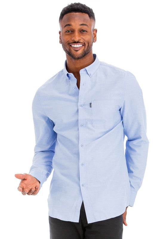Weiv Men Casual Long Sleeve Button Down Front Faux Pocket Shirts Zarnesh