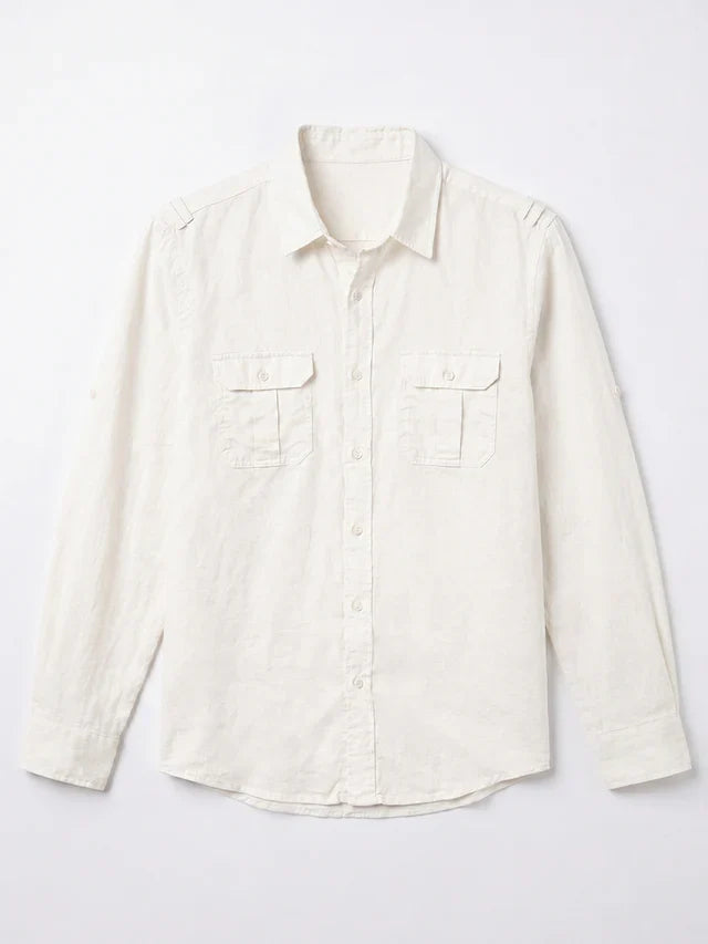 White button-up shirt on a light gray background