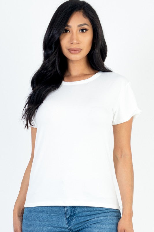 Women Flattering Fit Round Neck Short Sleeve T Shirt | Zarnes