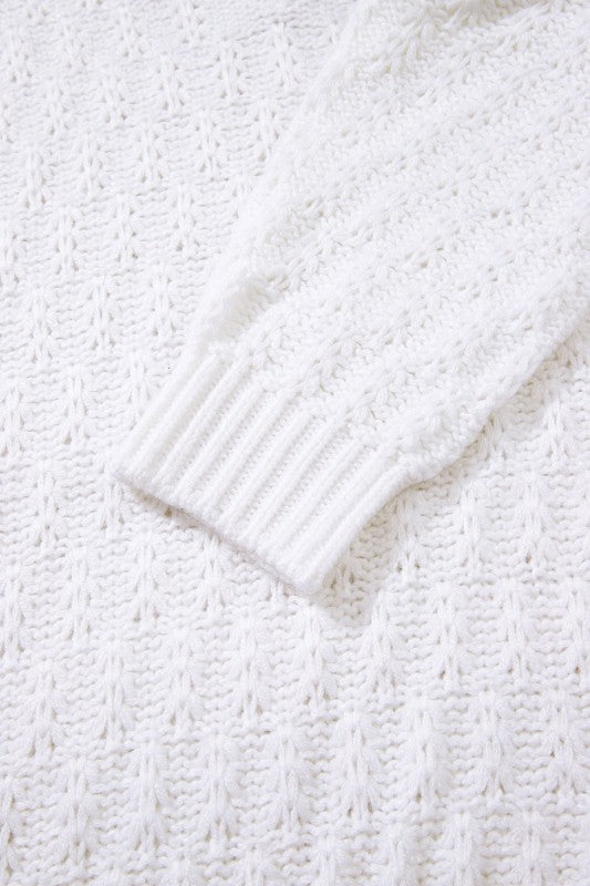 Women's Knit Ribbed Edge Textured V-Neck Drop Shoulder Sweater | Zarnesh