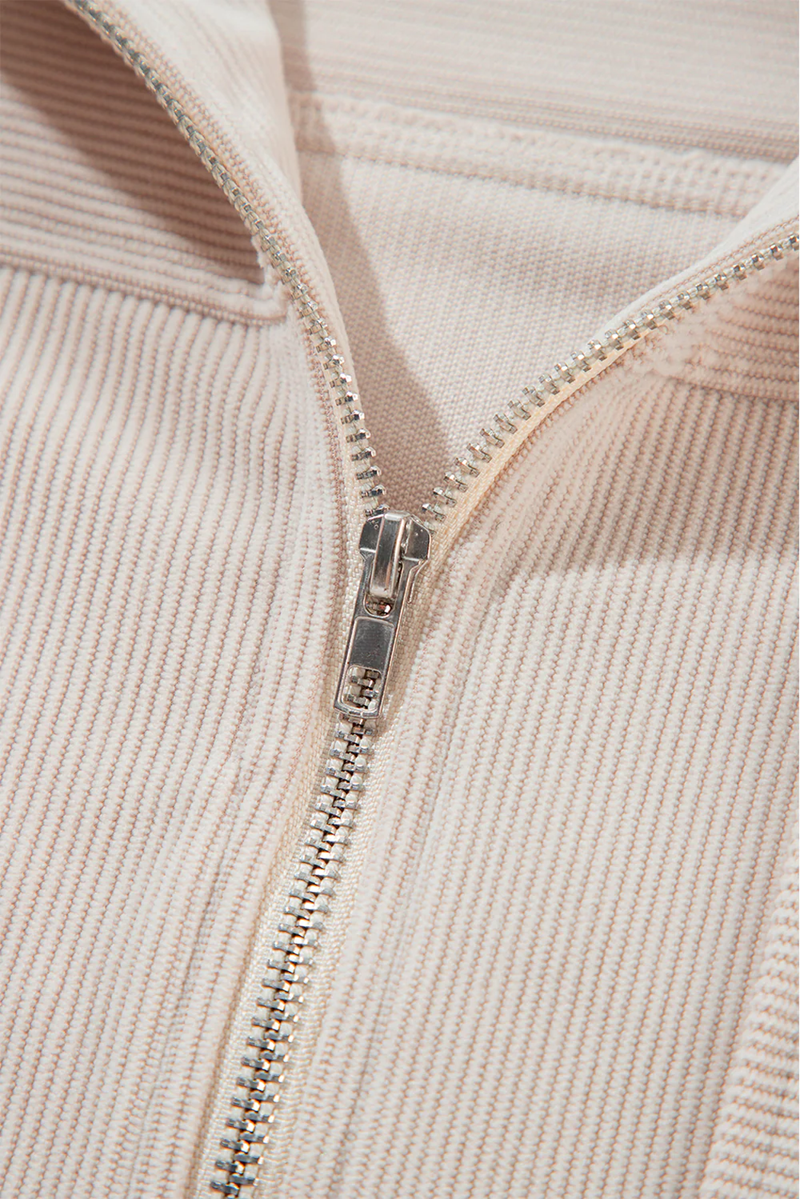 Women’s Solid Hooded Corduroy Zip-Up Jacket | Zarnesh