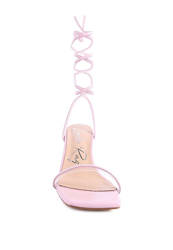 Womem Biten Berry Spool Heeled Lace Up Sandal | Zarnesh