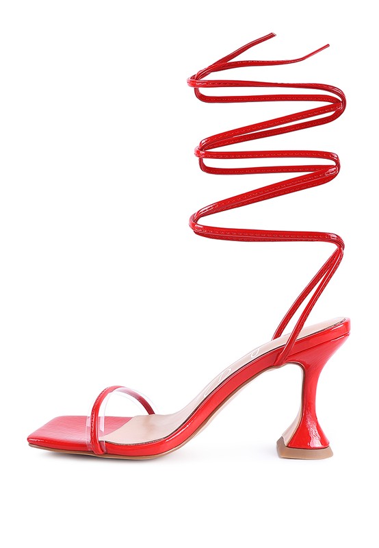 Womem Biten Berry Spool Heeled Lace Up Sandal | Zarnesh