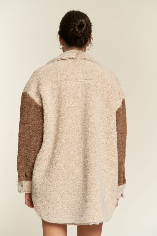 Women Colorblock Sherpa Jacket | Zarnesh