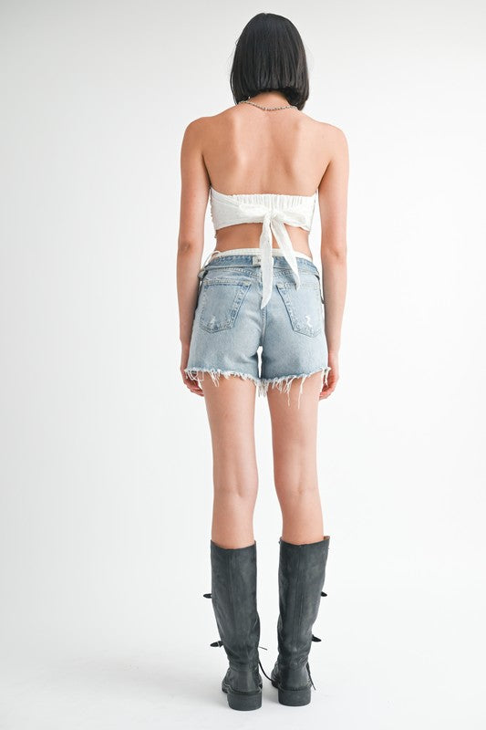 Women Cropped Eyelet Tube Top Sleeveless Closure | Zarnesh