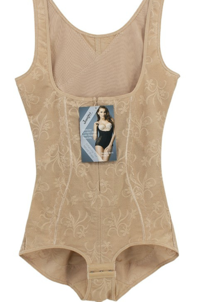 Women Floral Mesh Body Shaper Wide Strap 65011 Beige Zarnesh
