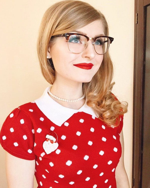 Women Puffed Cap Sleeve Polka Dot Jacquard Sweater | Zarnesh