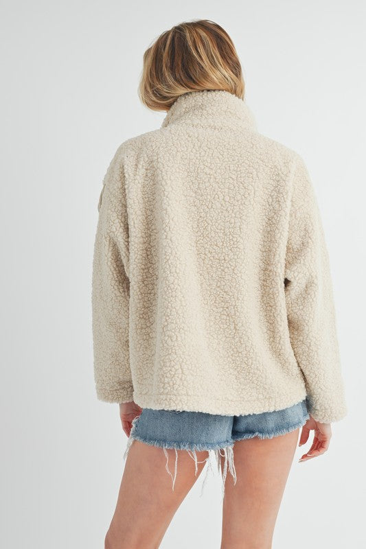 Women’s Sherpa Fleece Zip-Up Jacket with Hood | Zarnesh
