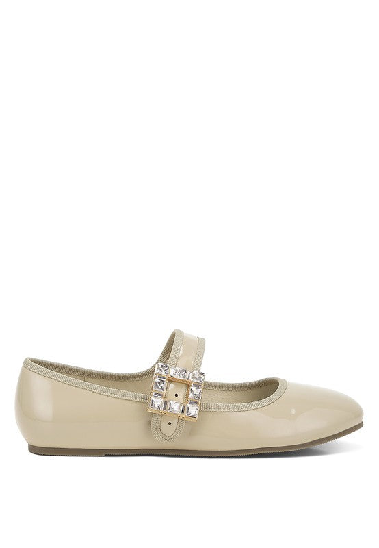 Women Upstage Crystal Buckle Mary Jane Ballerinas | Zarnesh