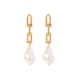 Women 18K Gold Plated Baroque Pearl Link Earrings | Zarnesh