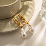 Women 18K Gold Plated Baroque Pearl Link Earrings | Zarnesh