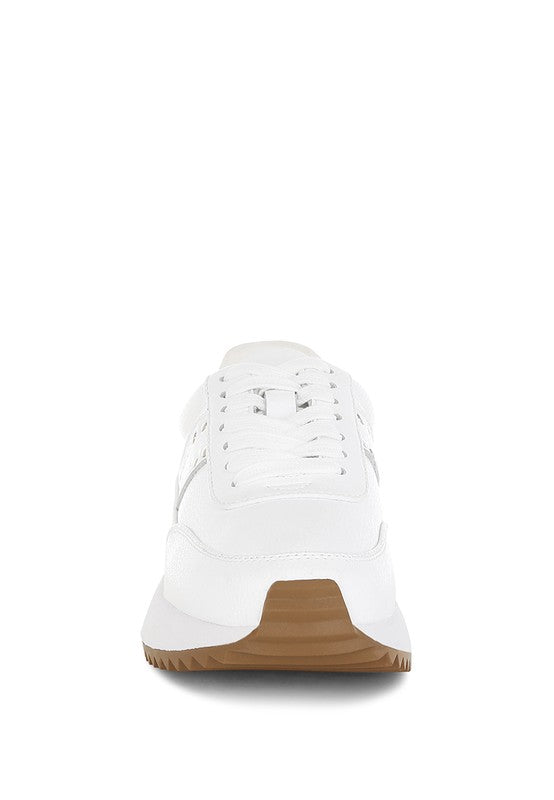 Women Athion Studded Real Leather Lug Soles Sneakers | Zarnesh