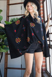 Women Aztec Print Cowl Neck Hip Length Oversized Poncho Zarneshh