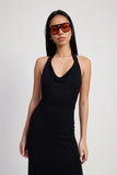 Women Backless Halter Deep V Neck Open Back Maxi Dress  | Zarnesh