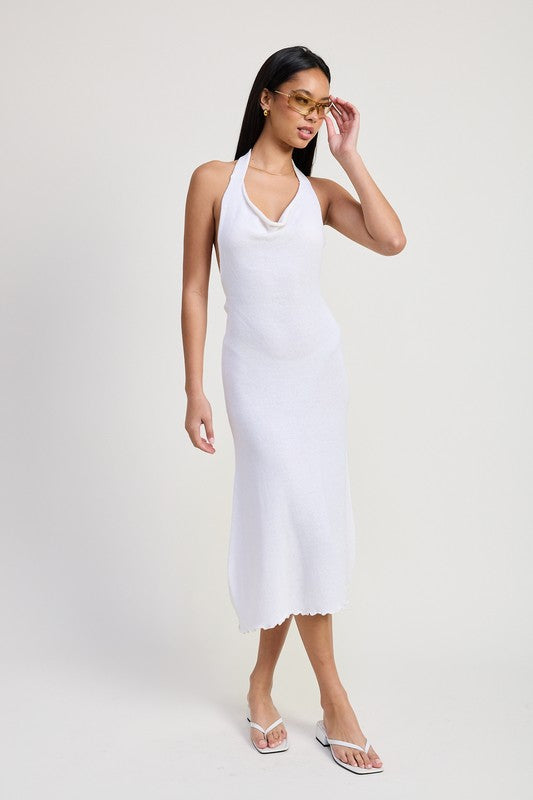 Women Backless Halter Deep V Neck Open Back Maxi Dress  | Zarnesh