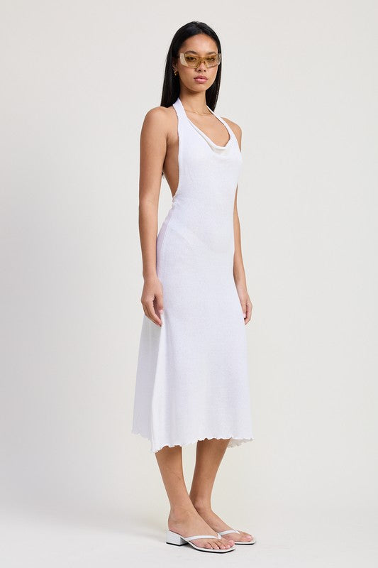 Women Backless Halter Deep V Neck Open Back Maxi Dress  | Zarnesh