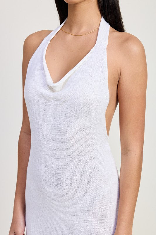 Women Backless Halter Deep V Neck Open Back Maxi Dress  | Zarnesh