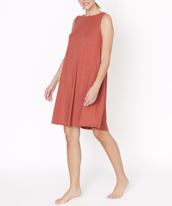 Women Bamboo Sleeveless Scoop Neck Daytime Hepburn Dress Zarnesh