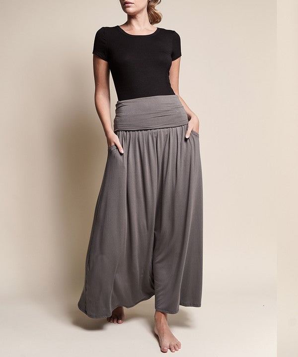 Women Bamboo Flared Banded Waist Yoga Maxi Skirt | Zarnesh