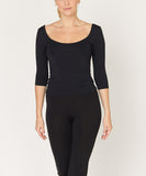 Women Bamboo Ballerina Elbow Sleeve Round Yoga Top Zarnes