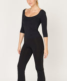 Women Bamboo Ballerina Elbow Sleeve Round Yoga Top Zarnes