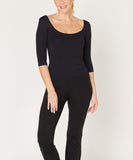 Women Bamboo Ballerina Elbow Sleeve Round Yoga Top Zarnes