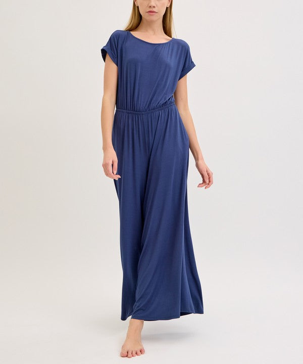 Women Bamboo Crazy Elasticated Waist Ankle Length Romper Zarnesh