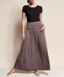 Women Bamboo Flared Banded Waist Yoga Maxi Skirt | Zarnesh