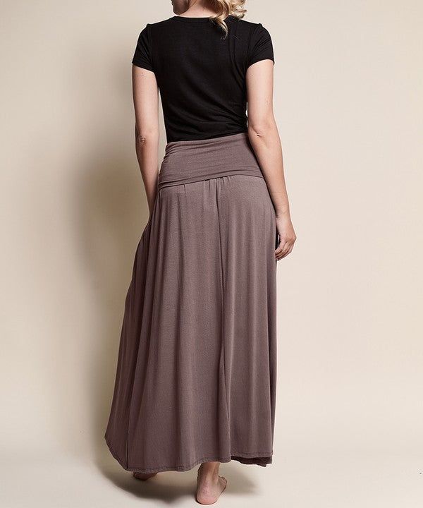 Women Bamboo Flared Banded Waist Yoga Maxi Skirt | Zarnesh
