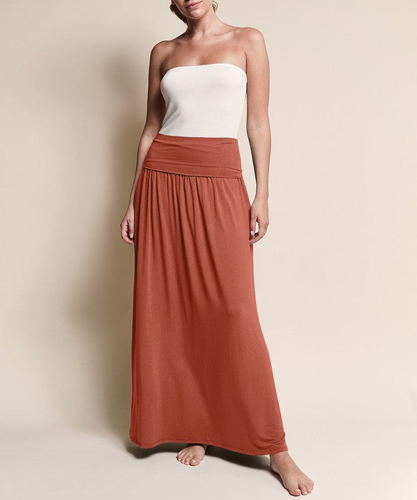 Women Bamboo Flared Banded Waist Yoga Maxi Skirt | Zarnesh