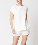 Women Bamboo Linen Dolman Style Top Elastic Waist Short Set Zarnesh