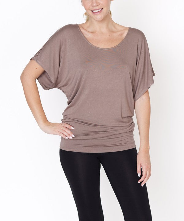 Women Bamboo SK Signature Dolman Sleeves U Neck Tunic Top Zarnesh