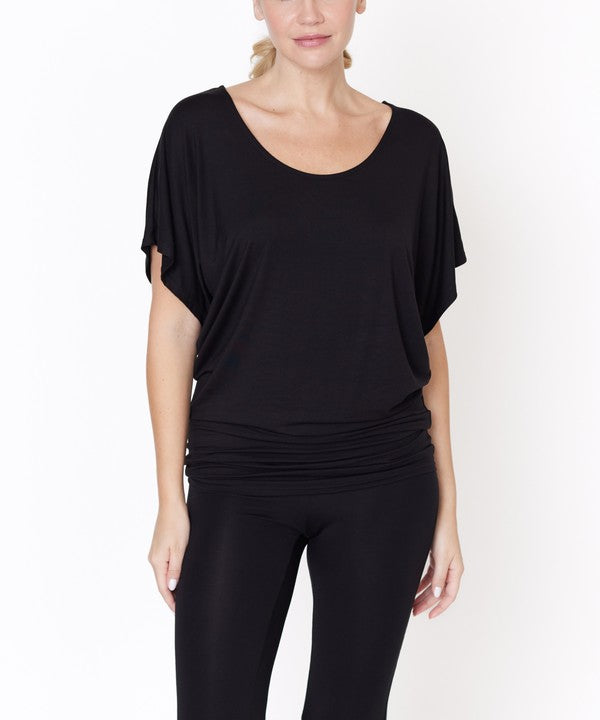 Women Bamboo SK Signature Dolman Sleeves U Neck Tunic Top Zarnesh