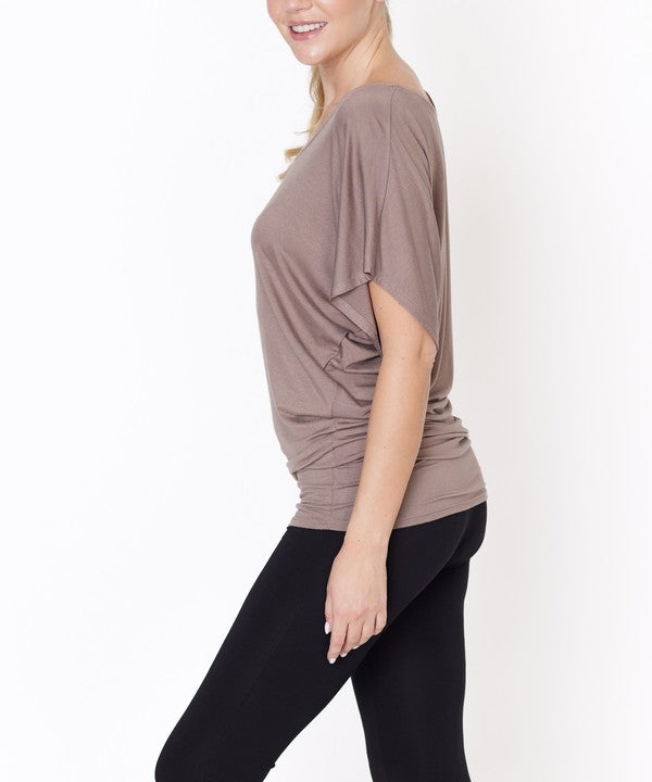 Women Bamboo SK Signature Dolman Sleeves U Neck Tunic Top Zarnesh