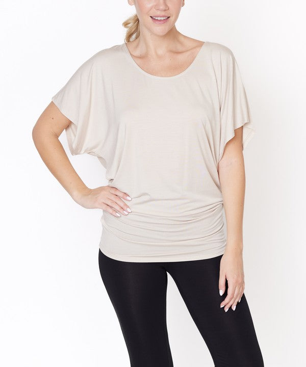 Women Bamboo SK Signature Dolman Sleeves U Neck Tunic Top Zarnesh
