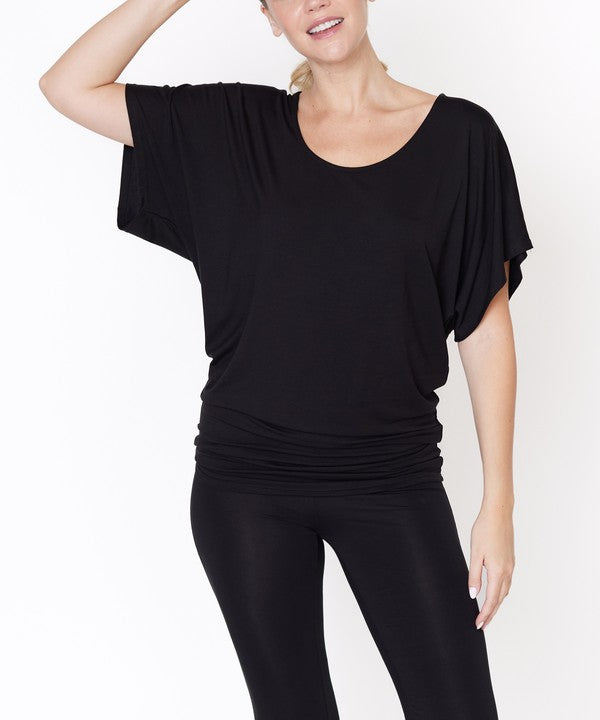 Women Bamboo SK Signature Dolman Sleeves U Neck Tunic Top Zarnesh