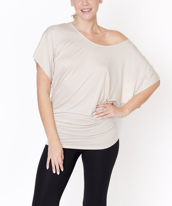 Women Bamboo SK Signature Dolman Sleeves U Neck Tunic Top Zarnesh