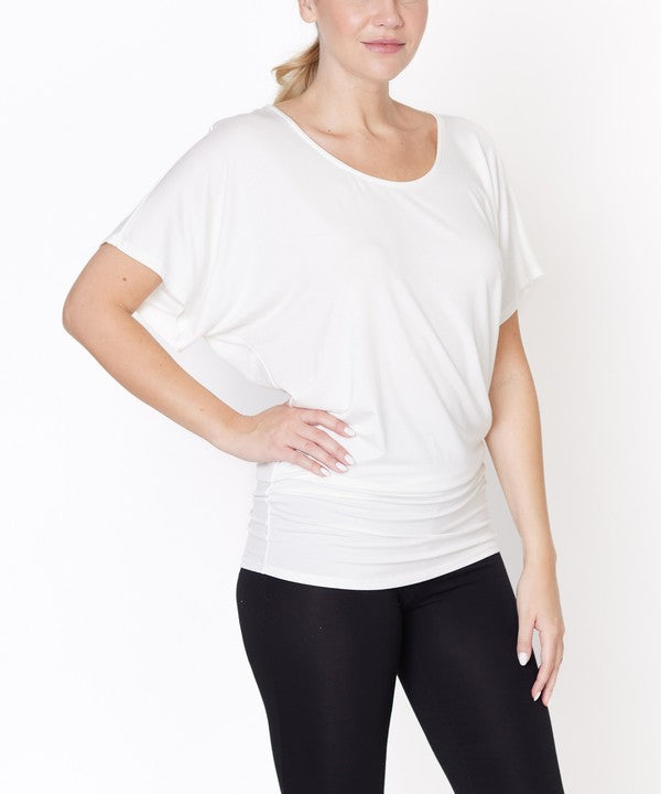 Women Bamboo SK Signature Dolman Sleeves U Neck Tunic Top Zarnesh